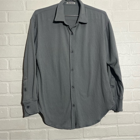 Theo & Spence Tops - Theo & Spence Long Sleeve Shirt Charcoal Casual Button-Down Collared Fall XS